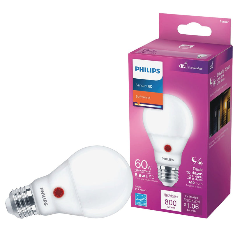 Philips 60W Equivalent Soft White A19 Medium Dusk to Dawn LED Light Bulb