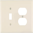 Leviton Mid-Way 2-Gang Thermoplastic Nylon Single Toggle/Duplex Outlet Wall Plate, Light Almond
