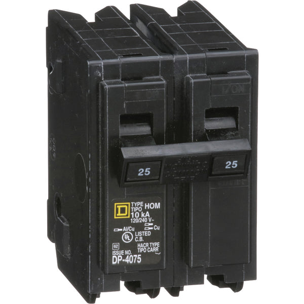 Square D Homeline 25A Double-Pole Standard Trip Circuit Breaker