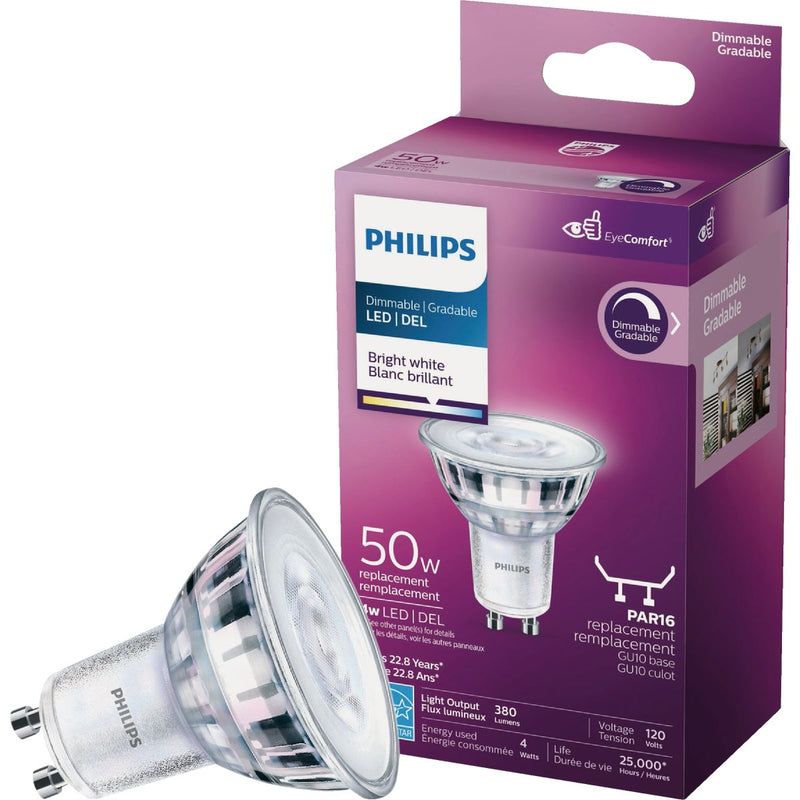 Philips 50W Equivalent Bright White PAR16 GU10 LED Spotlight Light Bulb