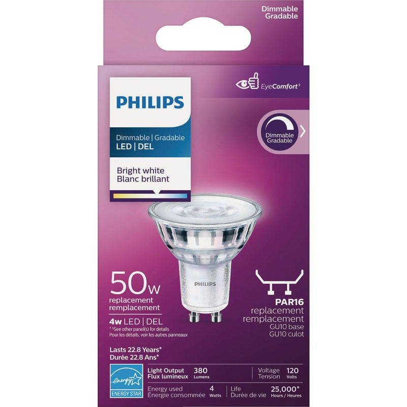 Philips 50W Equivalent Bright White PAR16 GU10 LED Spotlight Light Bulb