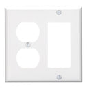 Leviton 2-Gang Smooth Plastic Single Rocker/Duplex Outlet Wall Plate, White