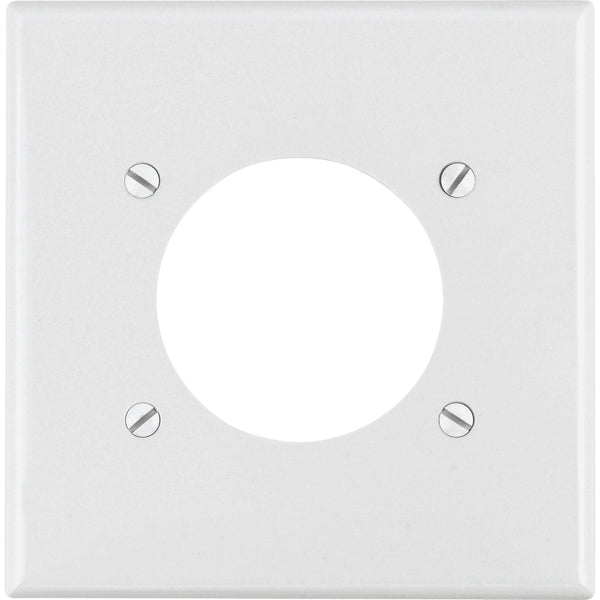 Leviton 2-Gang Thermoplastic Nylon Flush Mount 2.15 In. Dia. Device Receptacle Wallplate, White