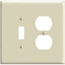 Leviton Mid-Way 2-Gang Thermoplastic Nylon Single Toggle/Duplex Outlet Wall Plate, Ivory