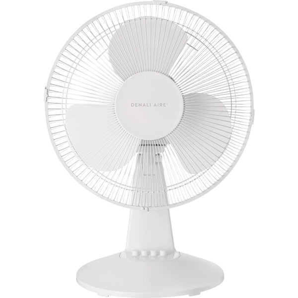 Denali Aire 12 In. 3-Speed White Oscillating Table Fan
