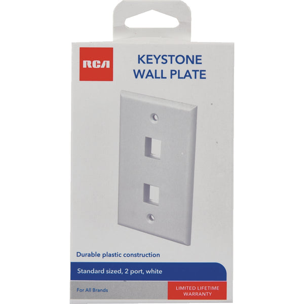 RCA Keystone 2-Port White Modular Wall Plate