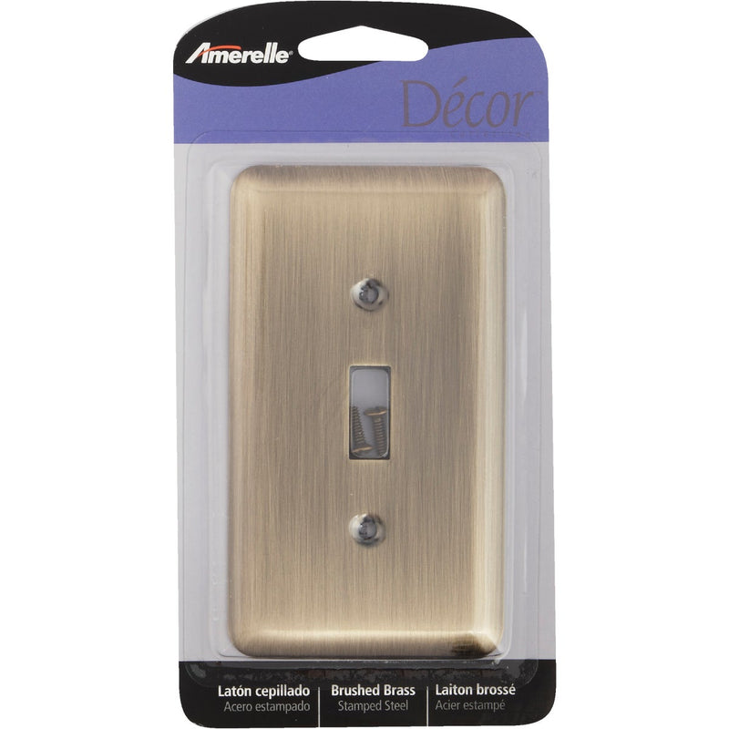 Amerelle 1-Gang Stamped Steel Toggle Switch Wall Plate, Brushed Brass