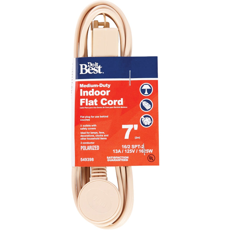 Do it Best 7 Ft. 16/2 Flat Plug Tan Extension Cord
