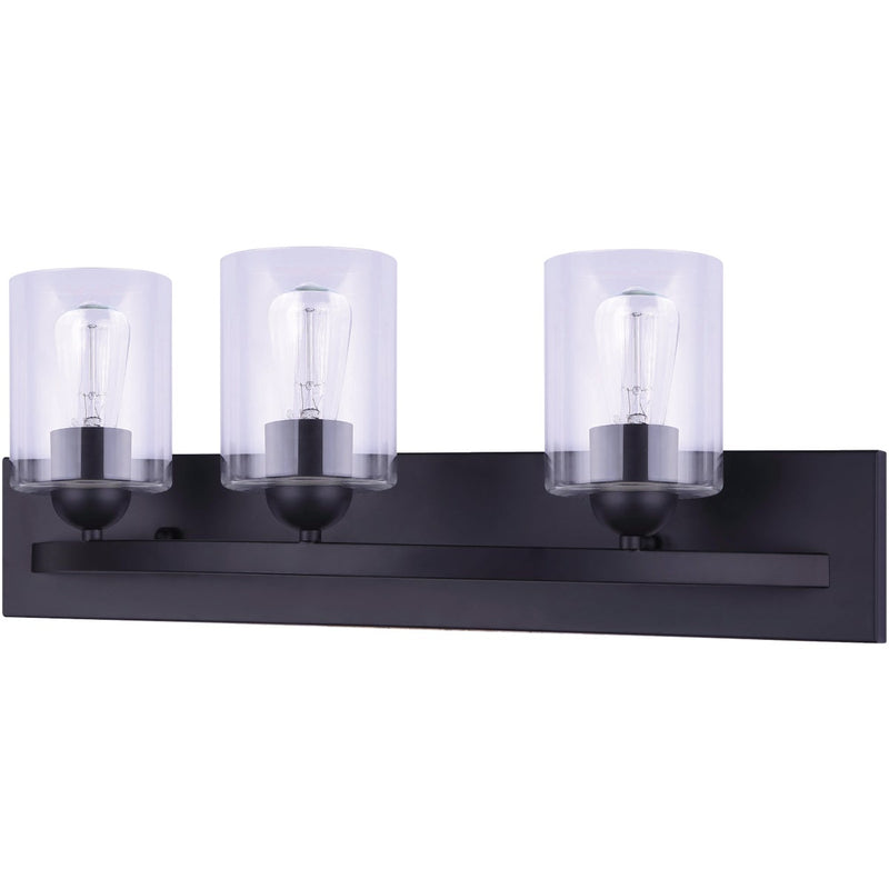 Home Impressions 3-Bulb Matte Black Vanity Bath Light Fixture with Easy Connect