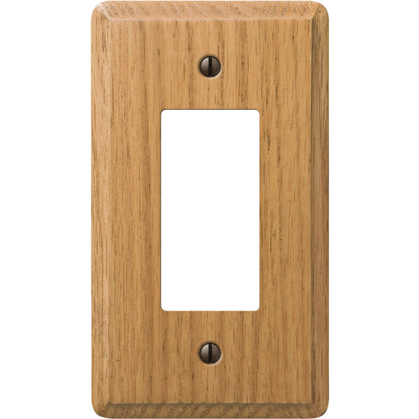 Amerelle 1-Gang Solid Oak Rocker Decorator Wall Plate, Light Oak