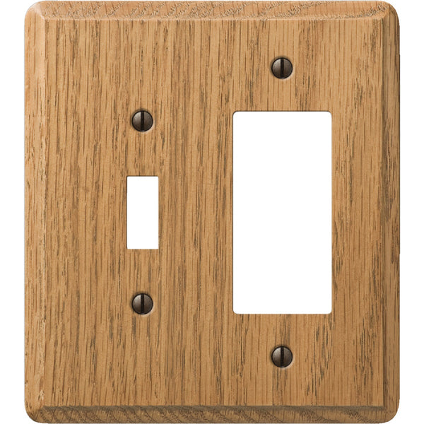 Amerelle 2-Gang Solid Oak Single Toggle/Rocker Wall Plate, Light Oak