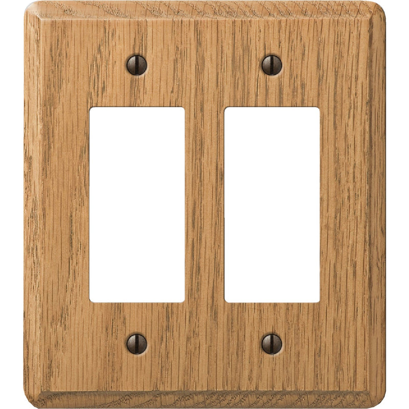 Amerelle 2-Gang Solid Oak Rocker Decorator Wall Plate, Light Oak