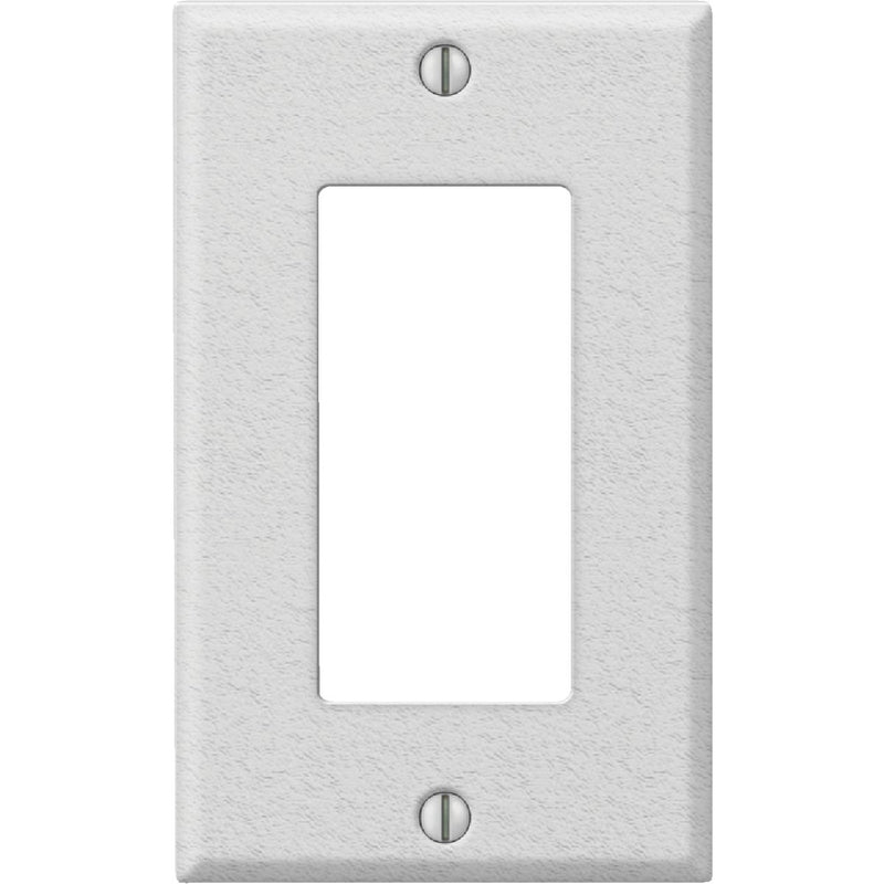 Amerelle PRO 1-Gang Stamped Steel Rocker Decorator Wall Plate, White Wrinkle