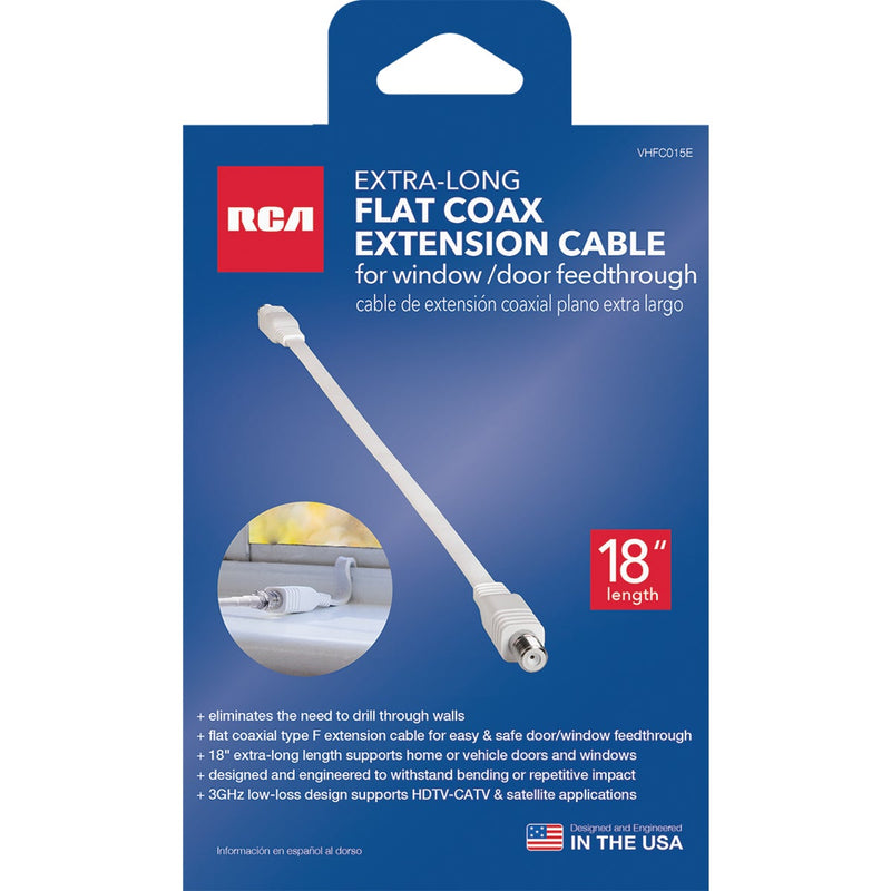 RCA 18 In. White Flat Coax Extension Cable