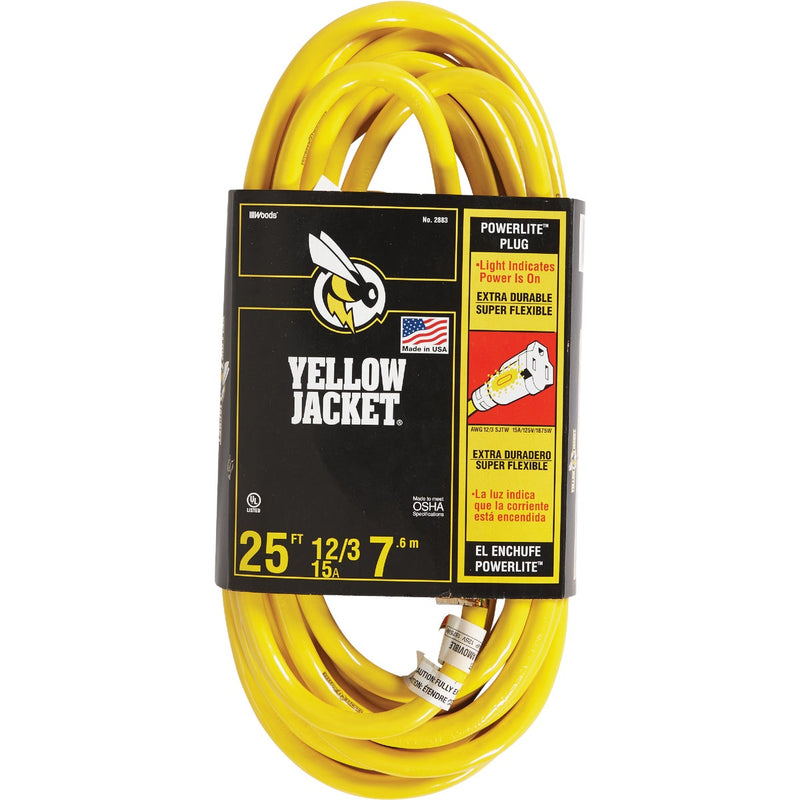 Yellow Jacket 25 Ft. 12/3 Heavy-Duty Extension Cord w/Lighted End