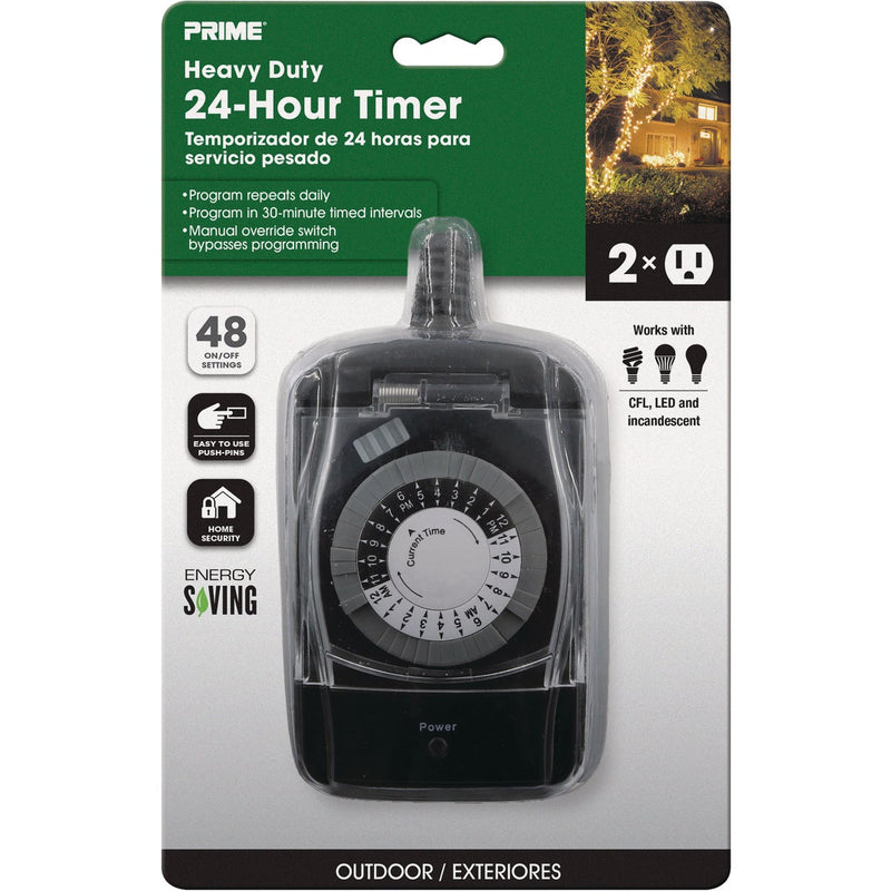 Prime 15A 125V 1875W Black 24 Hr. Outdoor Timer