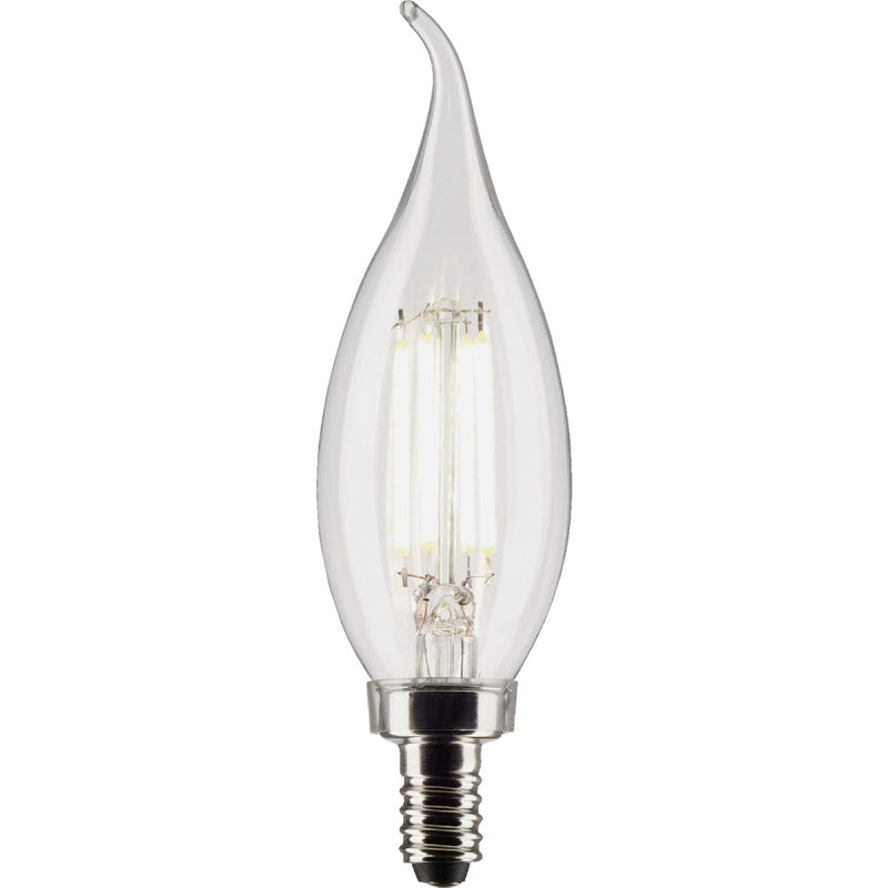 Satco 60W Equivalent Warm White Clear CA10 Candelabra LED Decorative Light Bulb (2-Pack)