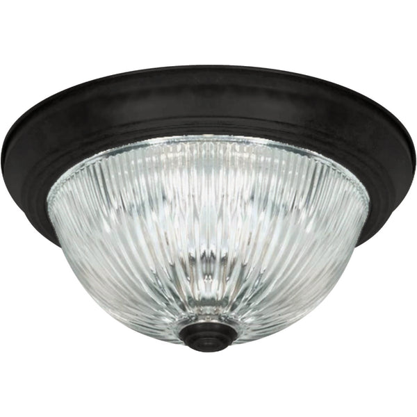 Home Impressions 11 In. Matte Black Flush Mount, Clear Glass