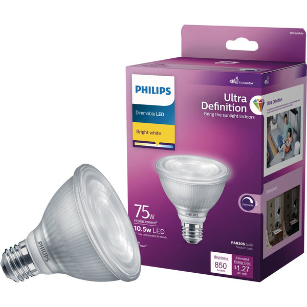 Philips Ultra Definition 75W Equivalent Bright White PAR30S Medium Dimmable LED Floodlight Light Bulb