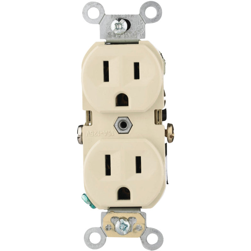 Leviton 15A Ivory Shallow Commercial Grade 5-15R Duplex Outlet