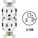 Leviton 15A White Shallow Commercial Grade 5-15R Duplex Outlet