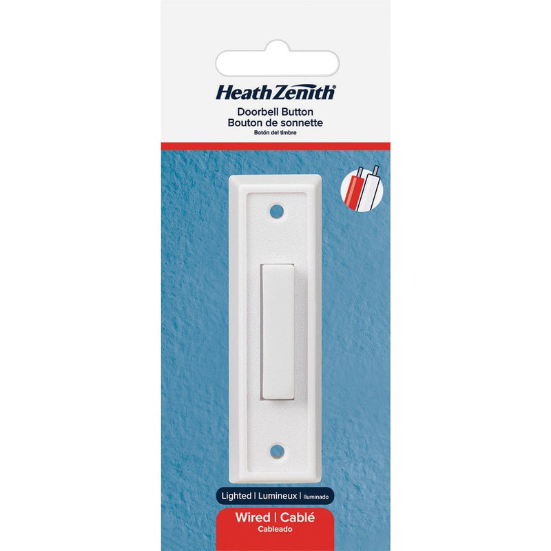 Heath Zenith Wired White Plastic LED Lighted Doorbell Push-Button