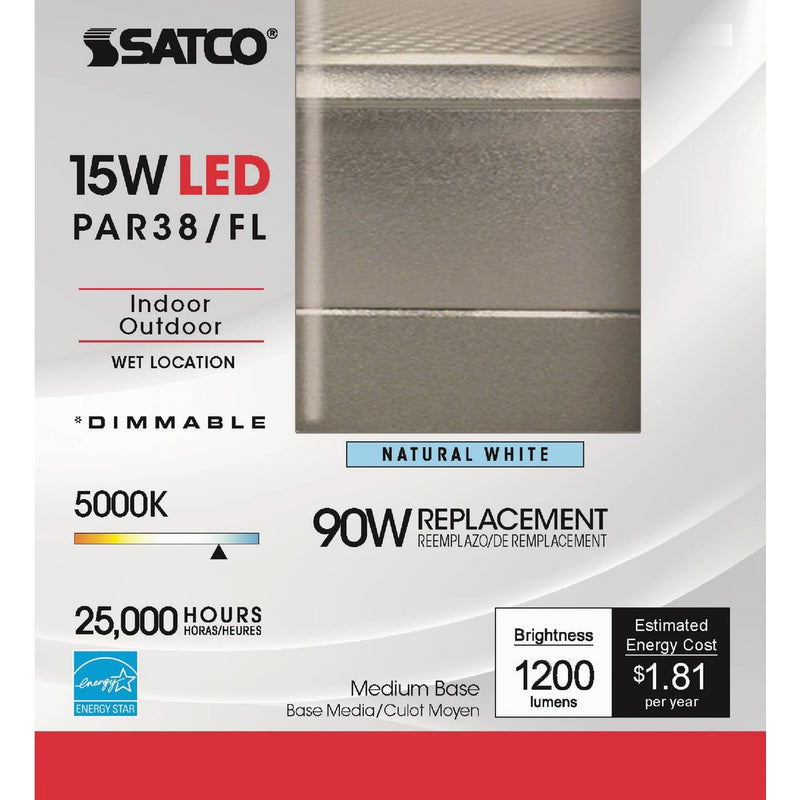 Satco Nuvo 90W Equivalent Natural Light PAR38 Medium Dimmable LED Floodlight Light Bulb