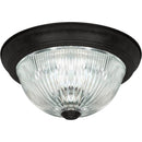 Home Impressions 13 In. Matte Black Flush Mount Ceiling Light Fixture, Clear Glass