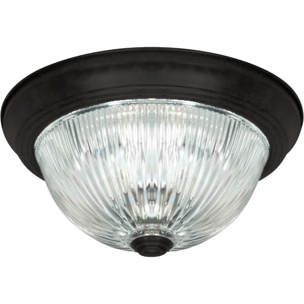 Home Impressions 13 In. Matte Black Flush Mount Ceiling Light Fixture, Clear Glass