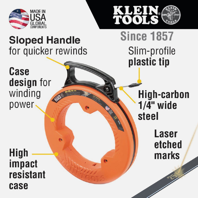 Klein 1/4 In. W. x 25 Ft. L. Steel Fish Tape