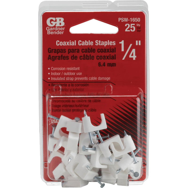 Gardner Bender 1/4 In. Polyethylene White UV Resistant Coaxial Staple (25-Count)