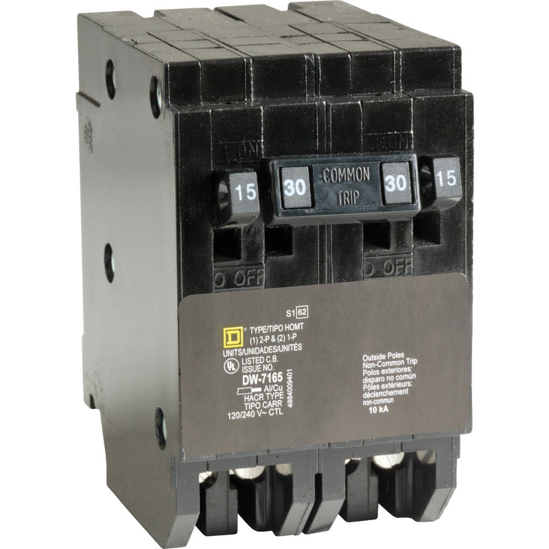 Square D Homeline 15A/15A/30A Double-Pole Standard Trip Quad Tandem Circuit Breaker