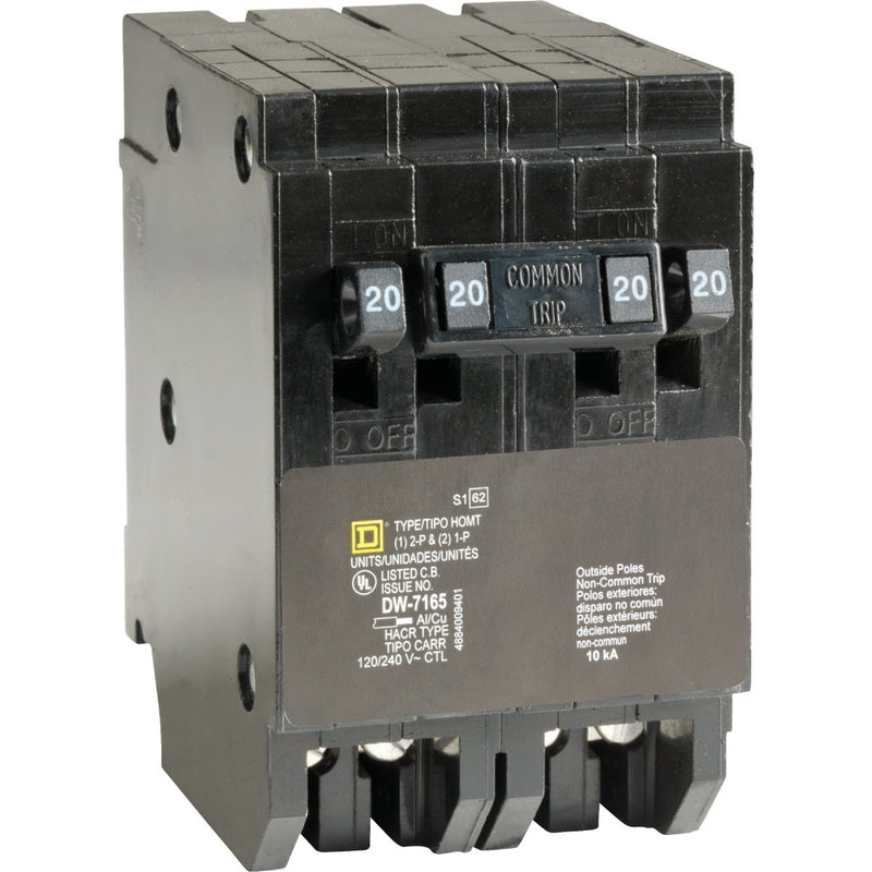 Square D Homeline 20A/20A/20A Double-Pole Standard Trip Quad Tandem Circuit Breaker