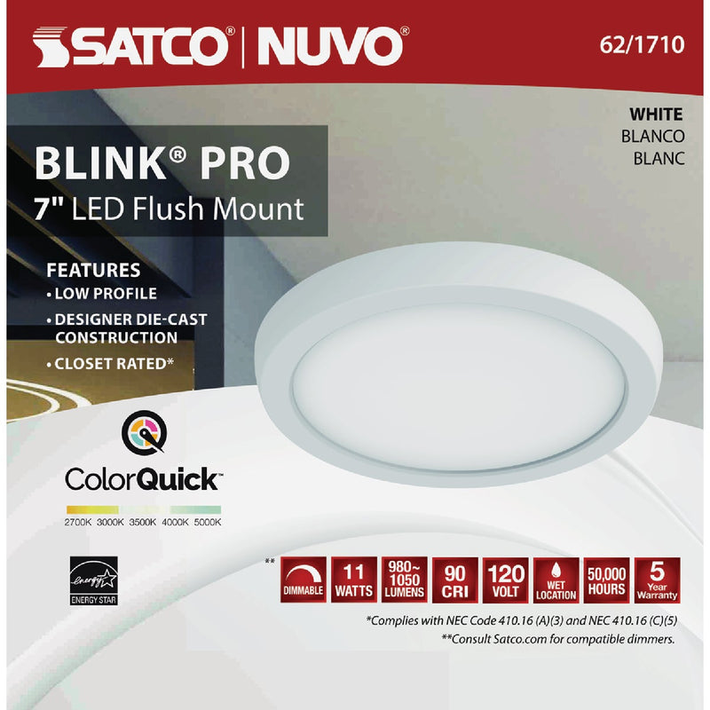 Satco Blink Pro 7 In. White 980 Lm. CCT-Selectable LED Flush Mount Light Fixture