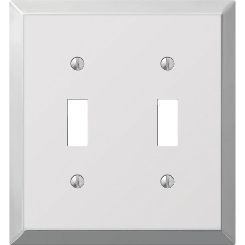 Amerelle 2-Gang Stamped Steel Toggle Switch Wall Plate, Polished Chrome