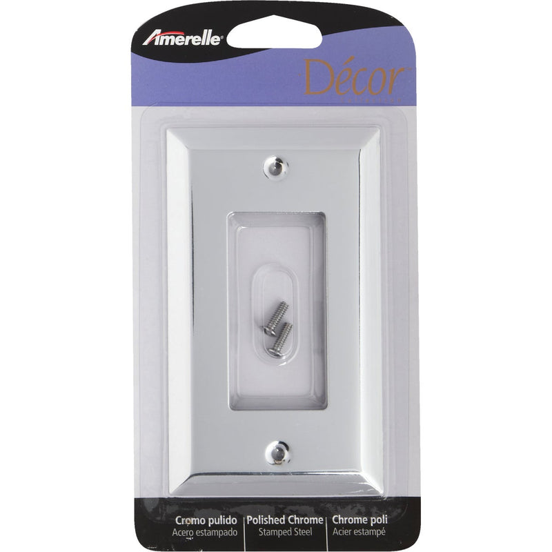 Amerelle 1-Gang Stamped Steel Rocker Decorator Wall Plate, Polished Chrome