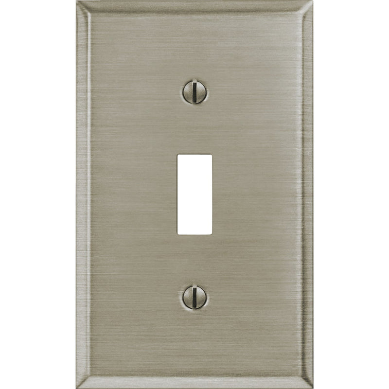 Amerelle 1-Gang Stamped Steel Toggle Switch Wall Plate, Brushed Nickel