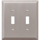 Amerelle 2-Gang Stamped Steel Toggle Switch Wall Plate, Brushed Nickel