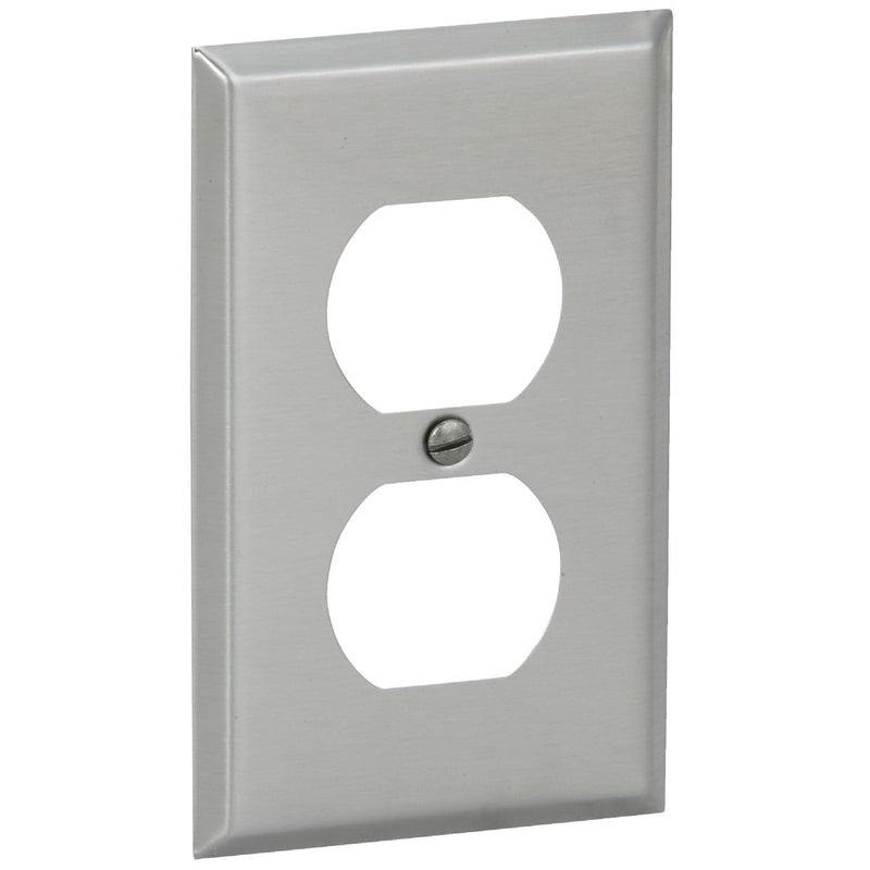 Amerelle 1-Gang Stamped Steel Outlet Wall Plate, Brushed Nickel