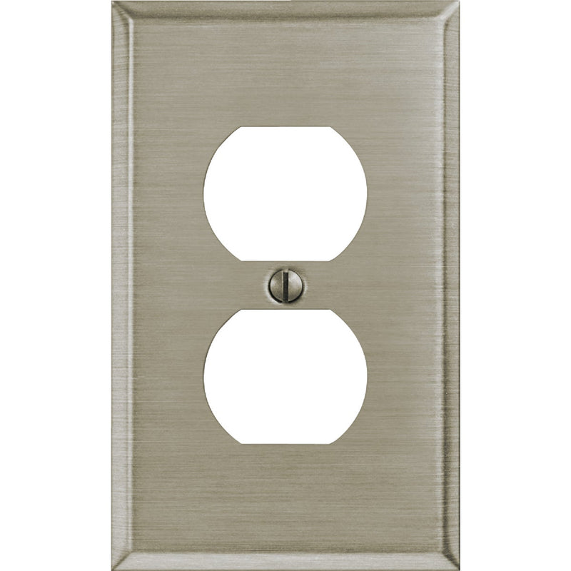 Amerelle 1-Gang Stamped Steel Outlet Wall Plate, Brushed Nickel