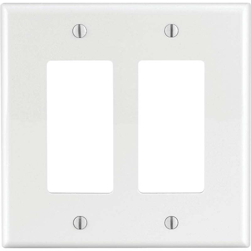 Leviton Decora 2-Gang Thermoplastic Nylon Mid-Way Rocker Wall Plate, White