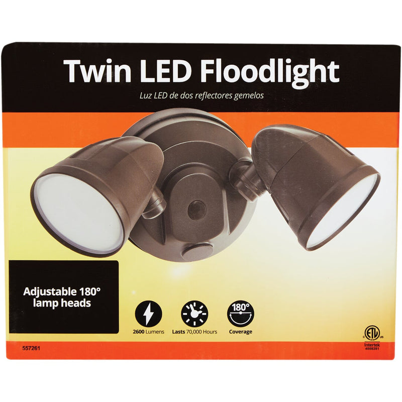 Bronze Twin Head LED Floodlight Fixture