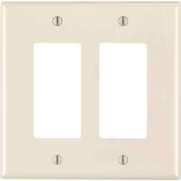 Leviton Decora 2-Gang Thermoplastic Nylon Mid-Way Rocker Wall Plate, Light Almond