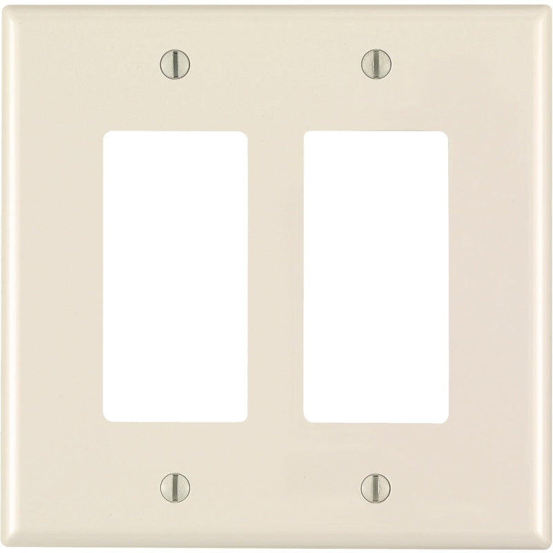 Leviton Decora 2-Gang Thermoplastic Nylon Mid-Way Rocker Wall Plate, Light Almond