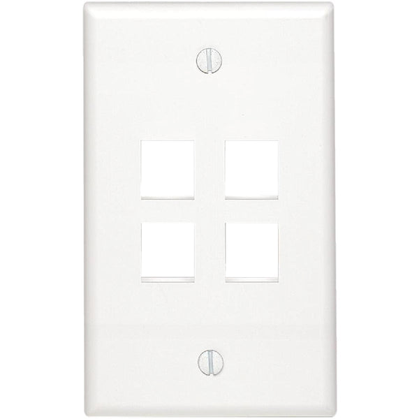 Leviton Quickport 4-Port White Flush Mount Wall Plate