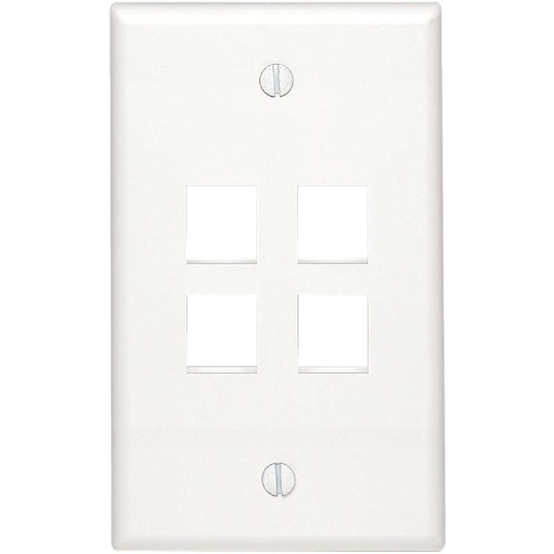 Leviton Quickport 4-Port White Flush Mount Wall Plate