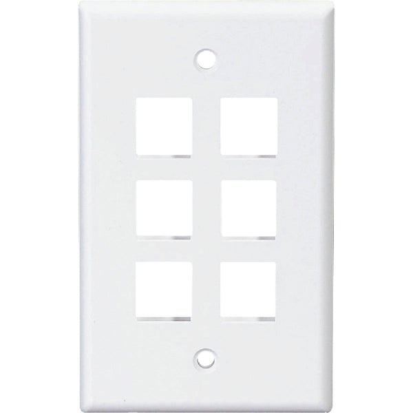 Leviton Quickport 6-Port White Flush Mount Wall Plate