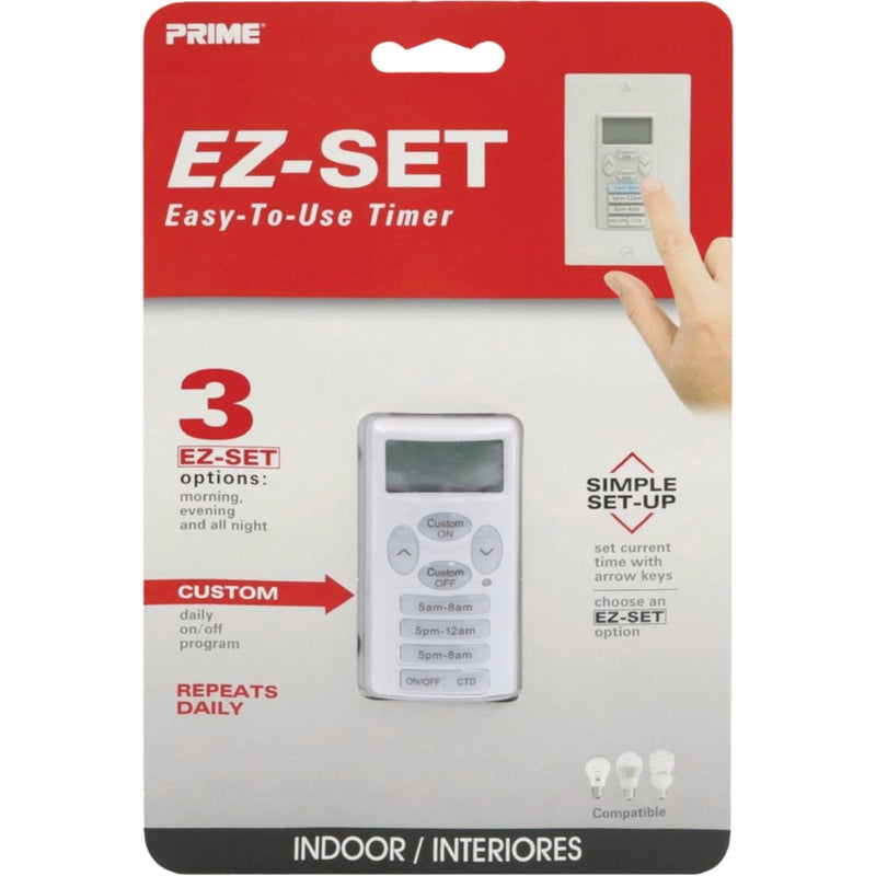 Prime EZ-Set 125V 24 Hr. Digital In-Wall Timer