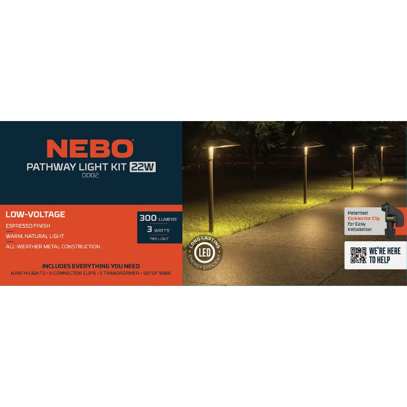 Nebo LED Espresso All-Weather Metal Sleek Style Path Light Kit (6-Piece)