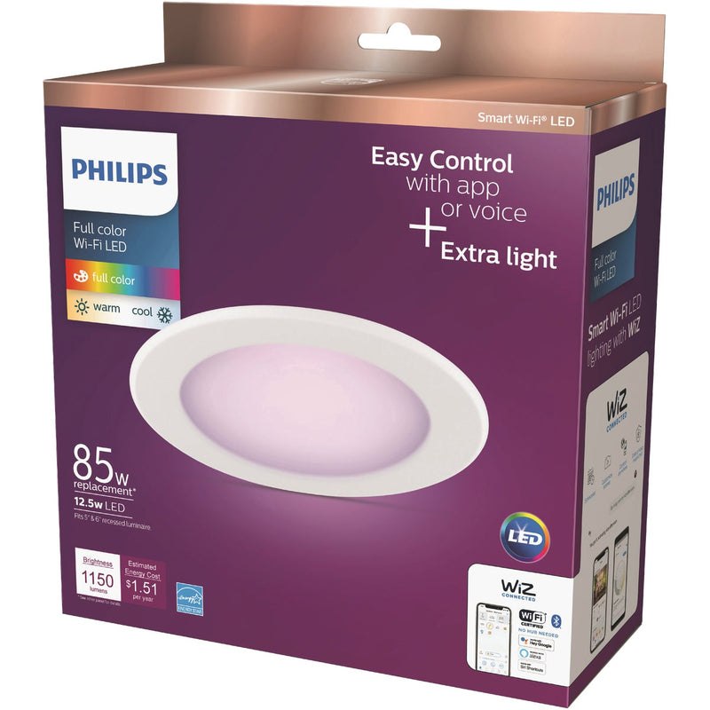 Philips 6 In. Retrofit IC Rated White Smart Tunable Full Color WiFi LED Recessed Light Kit